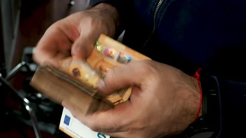 Man hands counting euro banknotes Stock Footage 135167156
