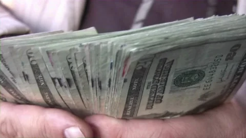 Man hands counts the money he earned. Concept of earnings, wealth, well-being, Stock-Footage 336260606