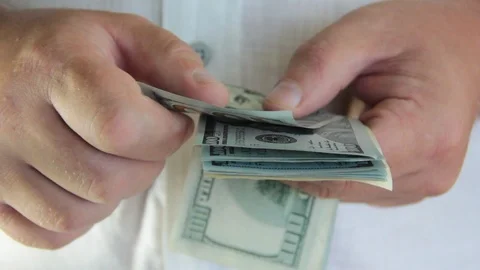 Man hands dollars account Stock Footage 87906699