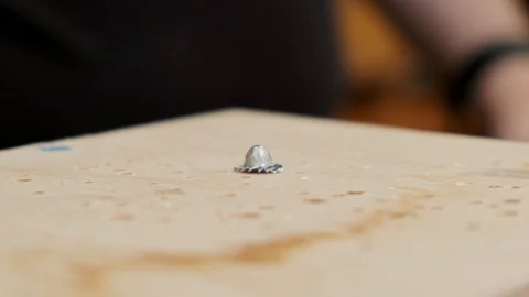 Man hands fix small metal old soviet jetliner model detail Stock Footage 127376542