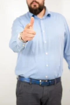 Man with hands in gun position Stock Photos