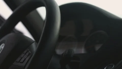 Man hands hold the steering wheel close up Stock Footage 85773391