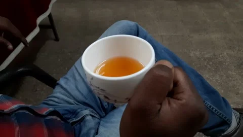Man hands holding cup of tea. Stock Footage 155397691