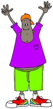 Man with hands up Stock Illustration