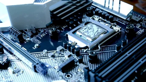 Man hands installs computer processor cooler Video stock 122153240