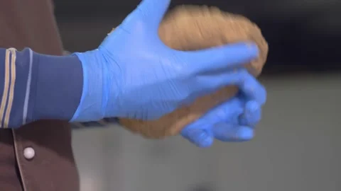 Man hands kneading bread dough Video stock 170735197