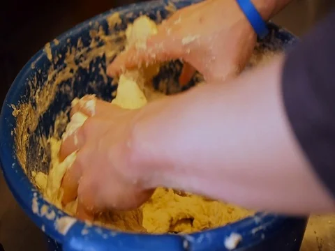 Man hands make dough cooking Stock Footage 81965537