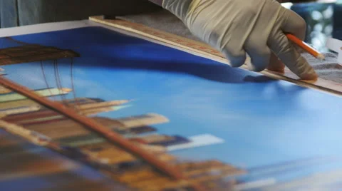 Man Hands Marks Print With Ruler Stock Footage 51235322