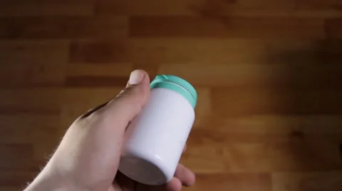 Man Hands Opening A Pill Bottle And Tanking Out Two, Medical, Point Of View Stock-Footage 41847010