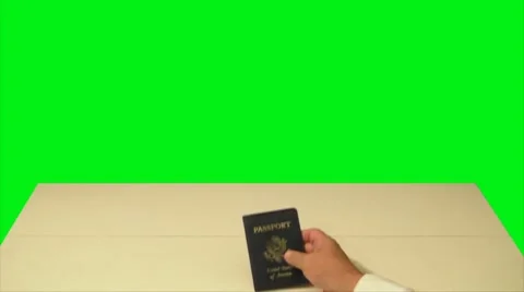 Man hands over USA passport-green screen Stock Footage