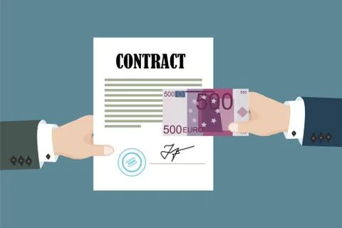 Man hands paying for contract. Corruption in business. Stock Illustration