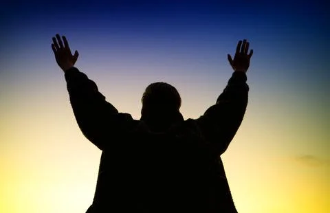 Man with Hands Up Foto stock