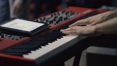 Man Hands Playing Piano Stock Footage 195207357