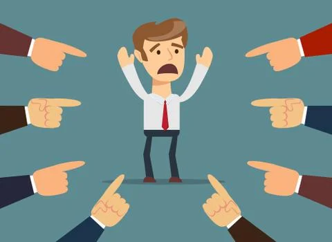 Man with hands pointing at him. Stock Illustration