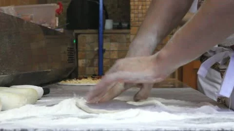 Man hands preparing pizza dough Stock Footage 12274323