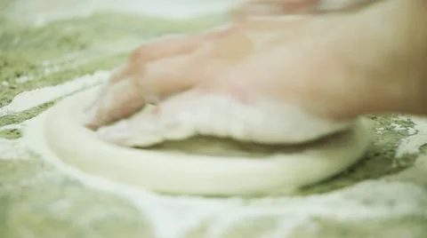 Man hands preparing pizza dough. Italian recipe for dough. Stock Footage 43148020