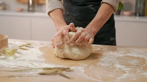 Man Hands Raw Dough Stock-Footage 273500883
