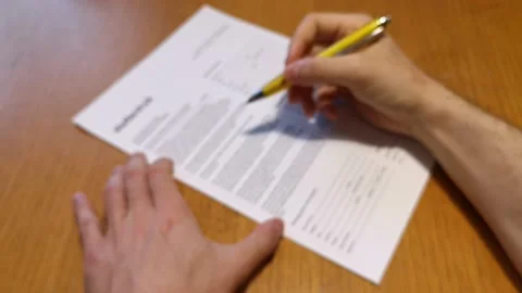 Man hands signing important document Video stock 130261143