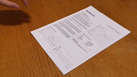 Man hands signing important document Video stock 130261288