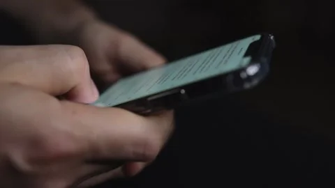 Man hands with smart phone close up. Easy pay online banking using smart phone Stock Footage 151909636
