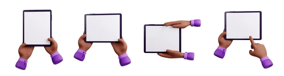 Man hands with tablet computer with empty screen Stock Illustration
