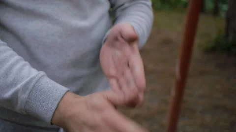 Man hands Taped into a slow motion Stock Footage 64018528