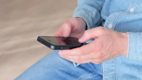 Man hands texting message on mobile smart phone for communication. Stock Footage 147439645