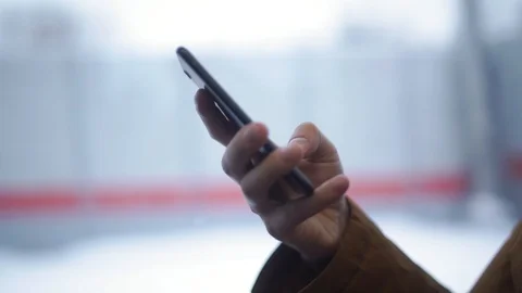 Man hands texting on smartphone on train Stock Footage 102760829