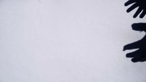 Man Hands Tosses Fluffy Snow. Slow Motion Stock Footage