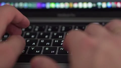 Man hands type on laptop keyboard  close up 4k Stock Footage 156588551