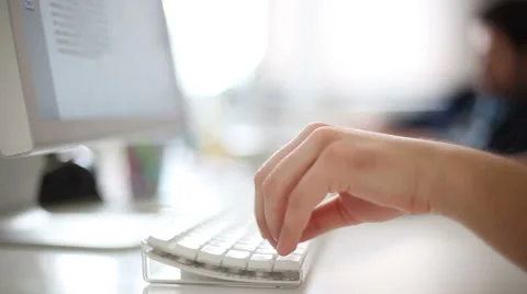 Man hands typing on a computer keyboard Stock Footage 46114809