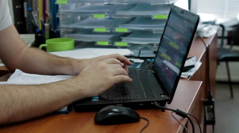 Man hands typing on computer keyboard Stock Footage 63410336