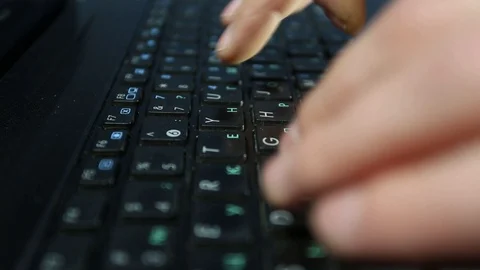 Man hands typing on a computer keyboard Stock Footage 85595824