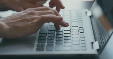 Man hands typing on computer keyboard closeup 스톡 동영상 199504460