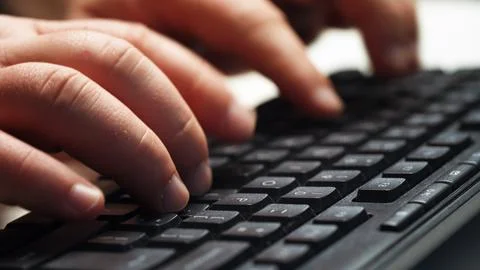 Man hands typing on computer keyboard. 스톡 사진