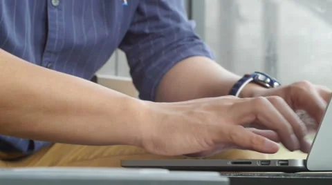 Man hands typing on computer laptop keyboard Stock Footage 50216285
