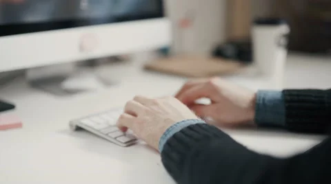 Man hands typing on keyboard computer Stock Footage 62022554