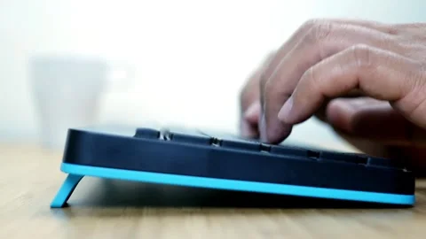 Man Hands Typing On Keyboard. Time Lapse. using laptop working searching and Video stock 336585595