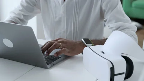 Man hands typing on a laptop keyboard. Stock Footage 100726805