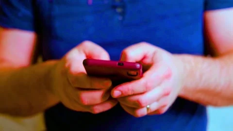 Man hands typing text messages on smartphone closeup social media browsing Stock-Footage 341802020