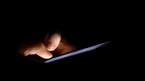 Man Hands Typing text on smartphone at night. Stock Footage 124417329