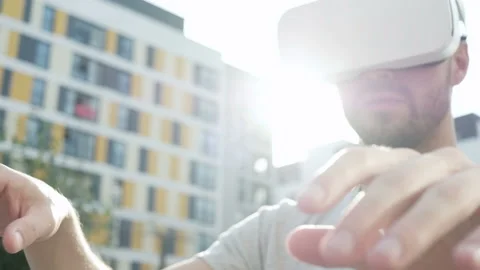 Man hands typing on a virtual computer keyboard. Stock Footage 94060501
