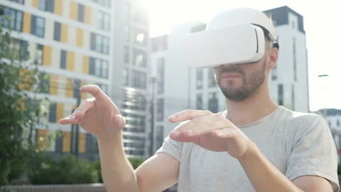 Man hands typing on a virtual computer keyboard. Future is now. Stock Footage 94060582