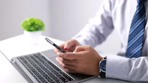 Man hands using a device at a co-working office. Stock Footage 162707818
