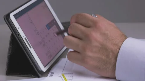 Man Hands Using Digital Calculator Stock Footage 243639636