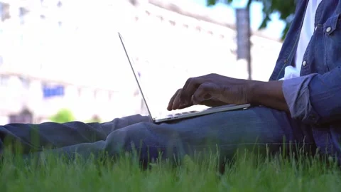 Man hands using laptop computer, typing, blogging . freelancer working online Stock-Footage 157525505