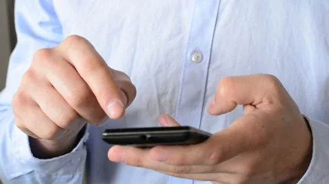 Man hands using smartphone - close up. Stock Footage 48922755