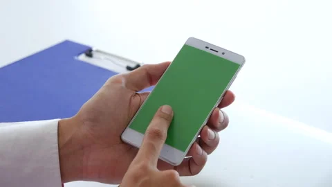 Man hands using smartphone digital technology tablet empty blank screen. Close u Video stock 265940366