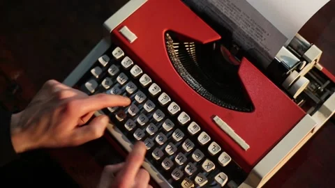 Man Hands Using Typewriter Stock Footage 86898246