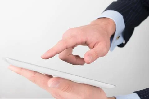 Man hands working on digital tablet Stock-Fotos